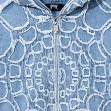 Load image into Gallery viewer, SPIDER WEB DENIM JACKET BLEACHED INDIGO
