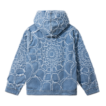 Load image into Gallery viewer, SPIDER WEB DENIM JACKET BLEACHED INDIGO
