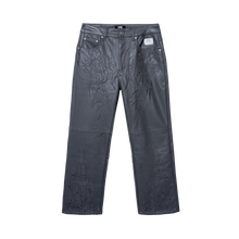 Load image into Gallery viewer, TRIBAL EMBROIDERED LEATHER PANT GREY
