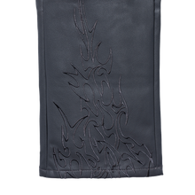 Load image into Gallery viewer, TRIBAL EMBROIDERED LEATHER PANT GREY
