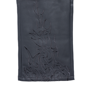 TRIBAL EMBROIDERED LEATHER PANT GREY