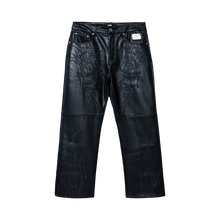 Load image into Gallery viewer, TRIBAL EMBROIDERED LEATHER PANT BLACK
