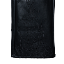 Load image into Gallery viewer, TRIBAL EMBROIDERED LEATHER PANT BLACK
