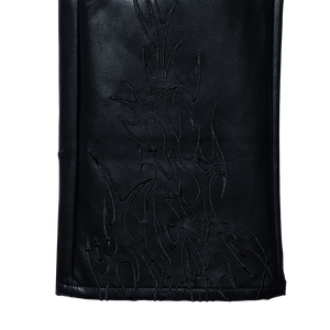 TRIBAL EMBROIDERED LEATHER PANT BLACK