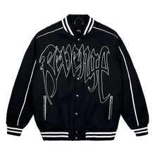 Load image into Gallery viewer, X DON'T KILL YOUR FRIENDS KIDS BASEBALL JACKET BLACK
