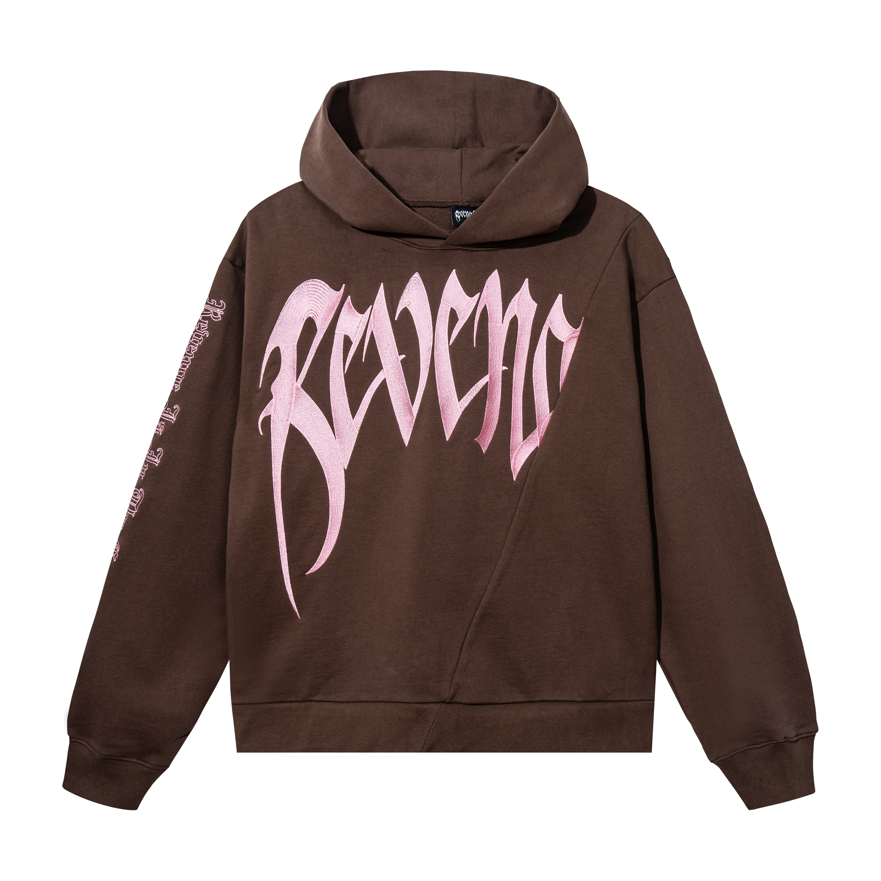 EMBROIDERED SPLIT ARCH HOODIE BROWN PINK Revenge Official