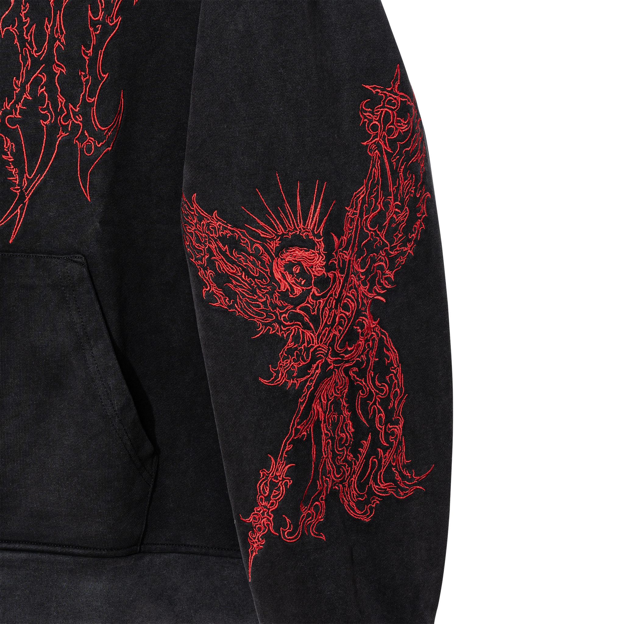 RENAISSANCE EMBROIDERED HOODIE BLACK RED Revenge Official