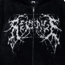 Load image into Gallery viewer, METAL LOGO VEGAN MINK KNIT ZIP BLACK
