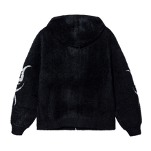 Load image into Gallery viewer, METAL LOGO VEGAN MINK KNIT ZIP BLACK
