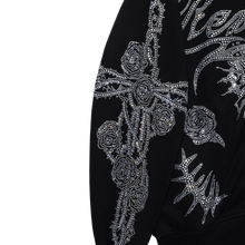 Load image into Gallery viewer, ROSE SWORD BEJEWELED ZIP BLACK/CRYSTAL

