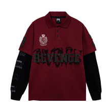 Load image into Gallery viewer, COLLEGE DOUBLE LAYERED POLO LONG SLEEVE BURGUNDY/BLACK
