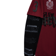 Load image into Gallery viewer, COLLEGE DOUBLE LAYERED POLO LONG SLEEVE BURGUNDY/BLACK
