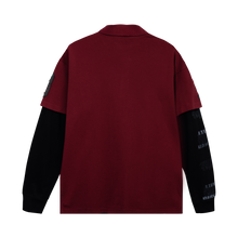 Load image into Gallery viewer, COLLEGE DOUBLE LAYERED POLO LONG SLEEVE BURGUNDY/BLACK
