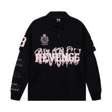 Load image into Gallery viewer, COLLEGE DOUBLE LAYERED POLO LONG SLEEVE BLACK/PINK
