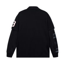 Load image into Gallery viewer, COLLEGE DOUBLE LAYERED POLO LONG SLEEVE BLACK/PINK
