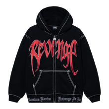 Load image into Gallery viewer, CONTRAST EMBROIDERED ZIP HOODIE BLACK/RED
