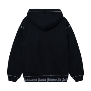 CONTRAST EMBROIDERED ZIP HOODIE BLACK/RED