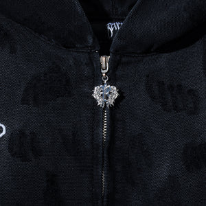 DISTRESSED R CARPENTER WORK JACKET WASHED BLACK