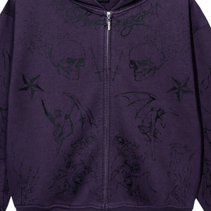 TATTOO ZIP WASHED PURPLE/BLACK