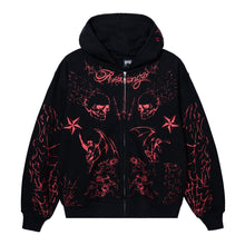 Load image into Gallery viewer, TATTOO ZIP WASHED BLACK/RED
