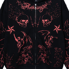 Load image into Gallery viewer, TATTOO ZIP WASHED BLACK/RED
