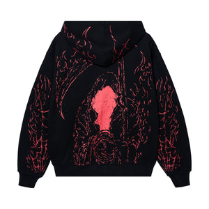 TATTOO ZIP WASHED BLACK/RED