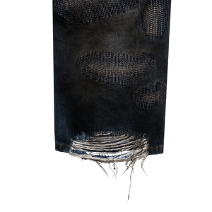 DISTRESSED PATCHWORK DENIM PANT DIRTY INDIGO