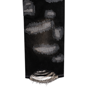DISTRESSED PATCHWORK DENIM PANT DIRTY BLACK