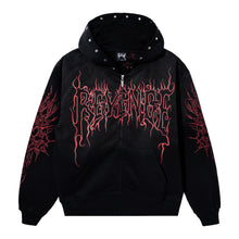 Load image into Gallery viewer, CRADLE OF BONES STUDDED ZIP WASHED BLACK/RED
