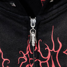 Load image into Gallery viewer, CRADLE OF BONES STUDDED ZIP WASHED BLACK/RED
