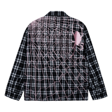 Load image into Gallery viewer, EMBROIDERED SPIDER FLANNEL BLACK/WHITE/PINK
