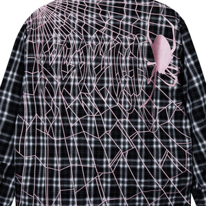 EMBROIDERED SPIDER FLANNEL BLACK/WHITE/PINK