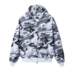 EMBROIDERED ARCH LOGO FULL ZIP SNOW CAMO/BLACK