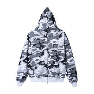 EMBROIDERED ARCH LOGO FULL ZIP SNOW CAMO/BLACK