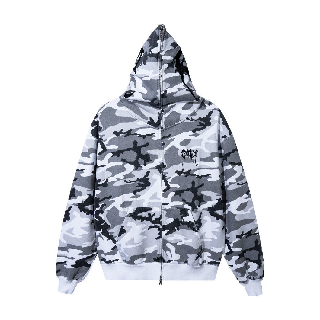 EMBROIDERED ARCH LOGO FULL ZIP SNOW CAMO/BLACK