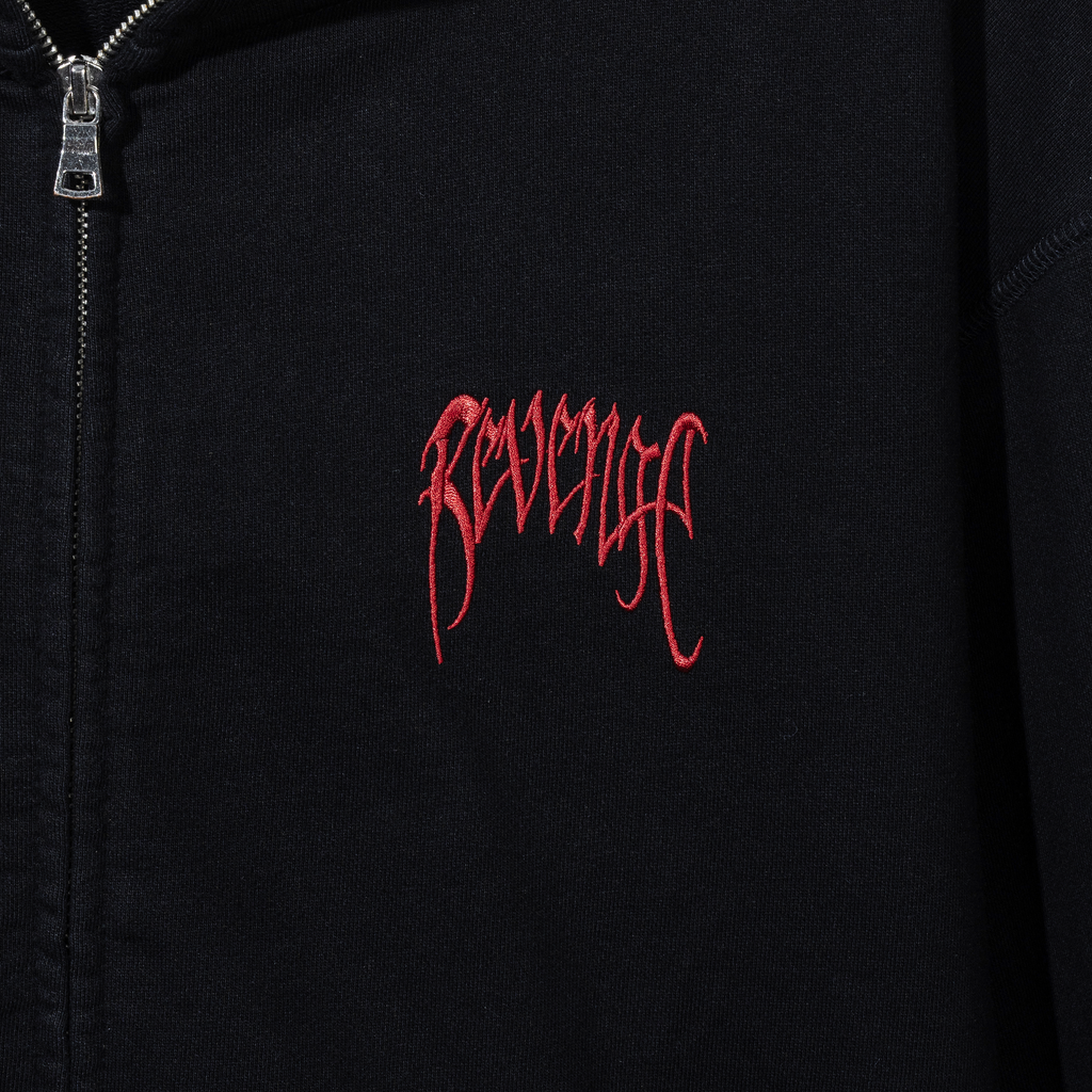 EMBROIDERED ARCH LOGO FULL ZIP BLACK/RED