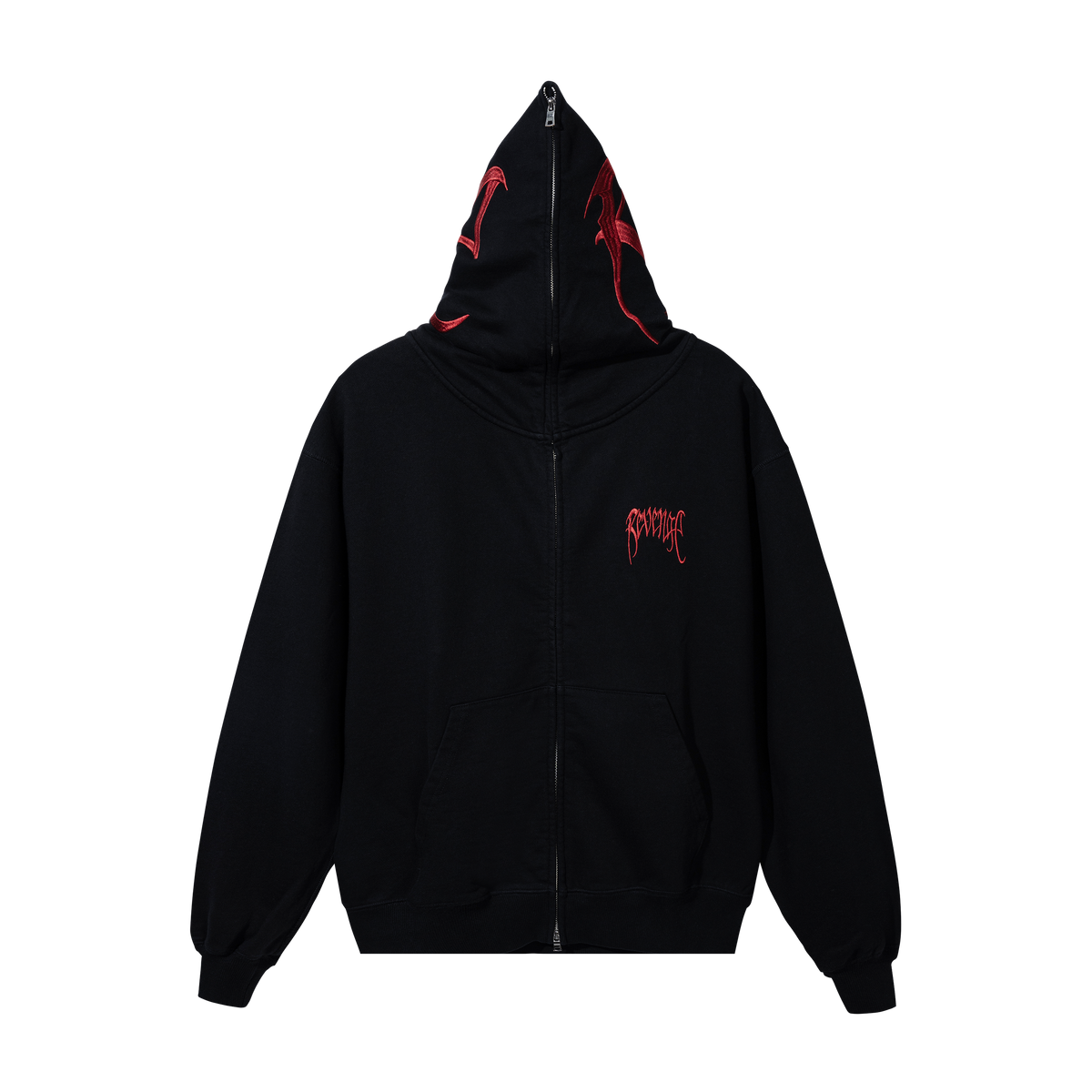 EMBROIDERED ARCH LOGO FULL ZIP BLACK/RED