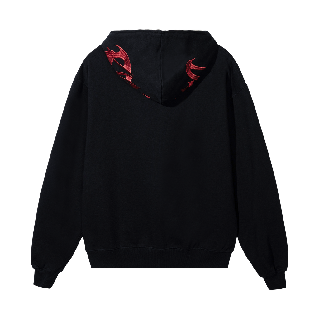 EMBROIDERED ARCH LOGO FULL ZIP BLACK/RED
