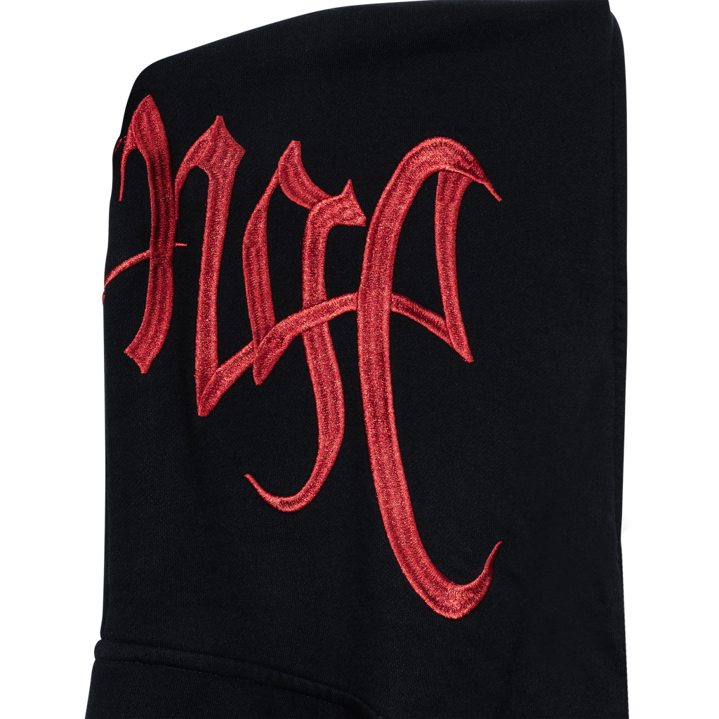 EMBROIDERED ARCH LOGO FULL ZIP BLACK/RED
