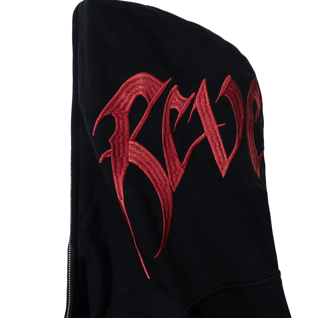 EMBROIDERED ARCH LOGO FULL ZIP BLACK/RED