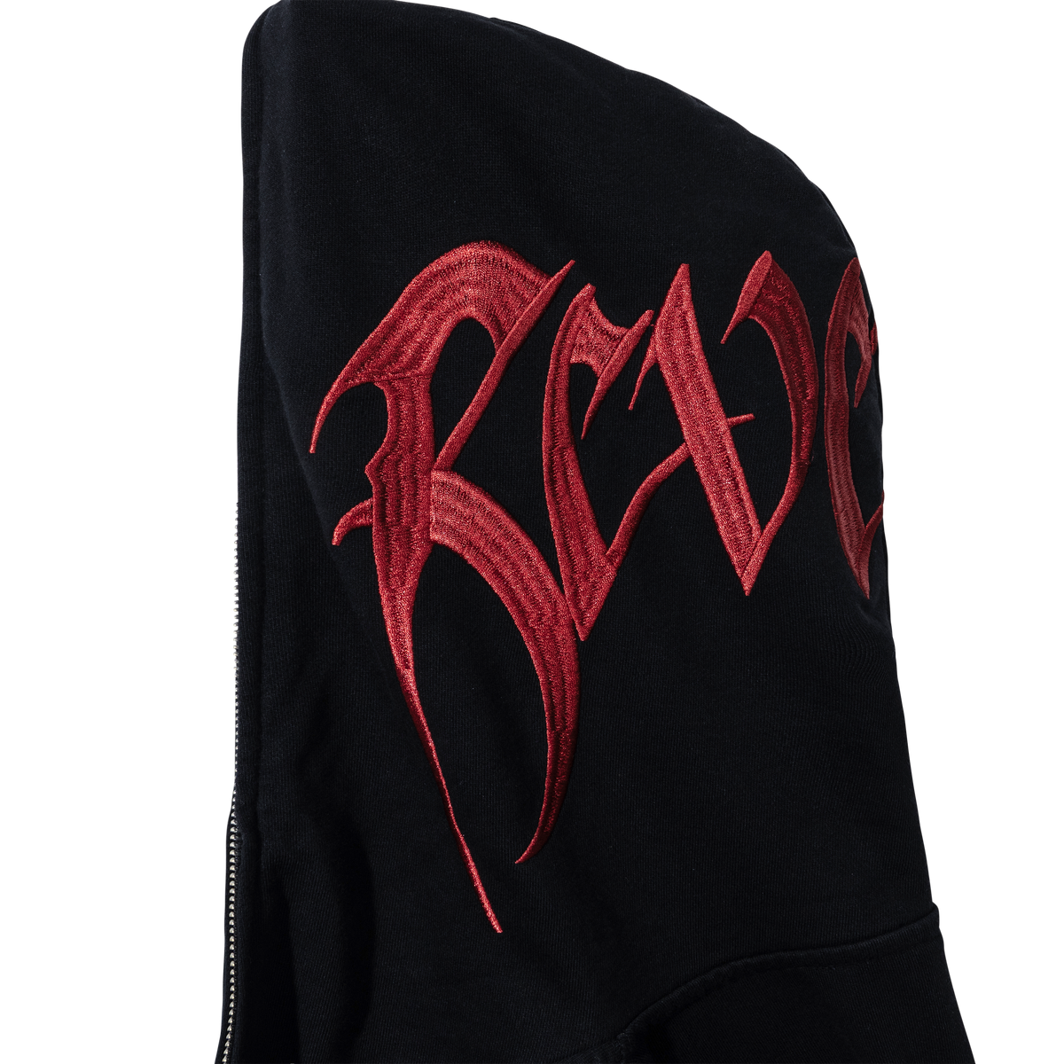EMBROIDERED ARCH LOGO FULL ZIP BLACK/RED
