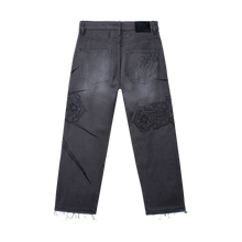 Load image into Gallery viewer, SPIKE CROSS EMBROIDERED DENIM PANT GREY

