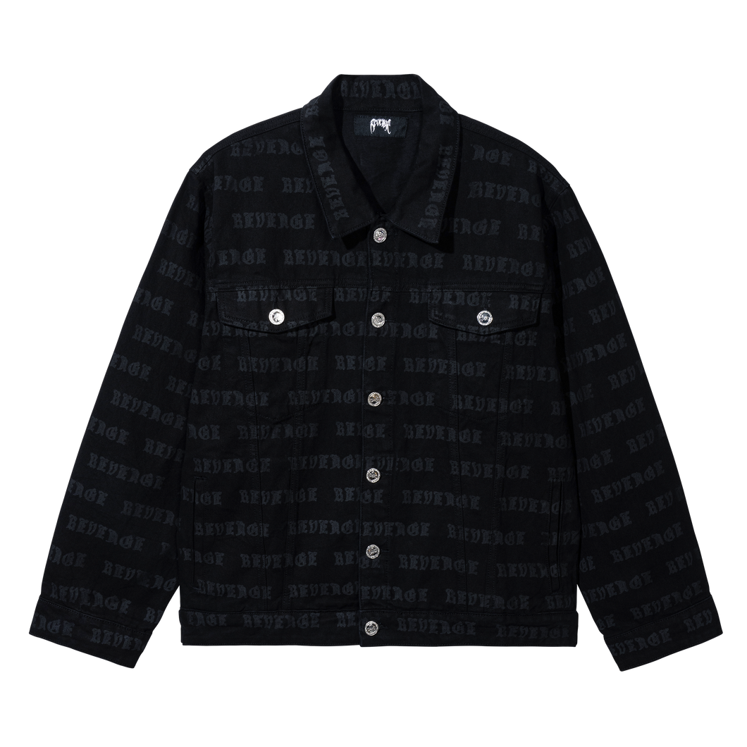 ALLOVER LOGO DENIM JACKET WASHED BLACK