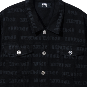 ALLOVER LOGO DENIM JACKET WASHED BLACK