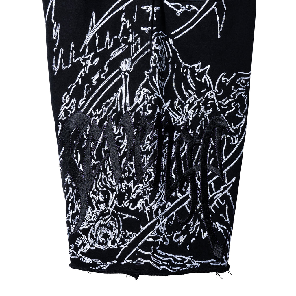 DOOM EMBROIDERED SWEATSHORTS WASHED BLACK/PURPLE