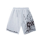 DOOM EMBROIDERED SWEATSHORTS WASHED HEATHER GREY