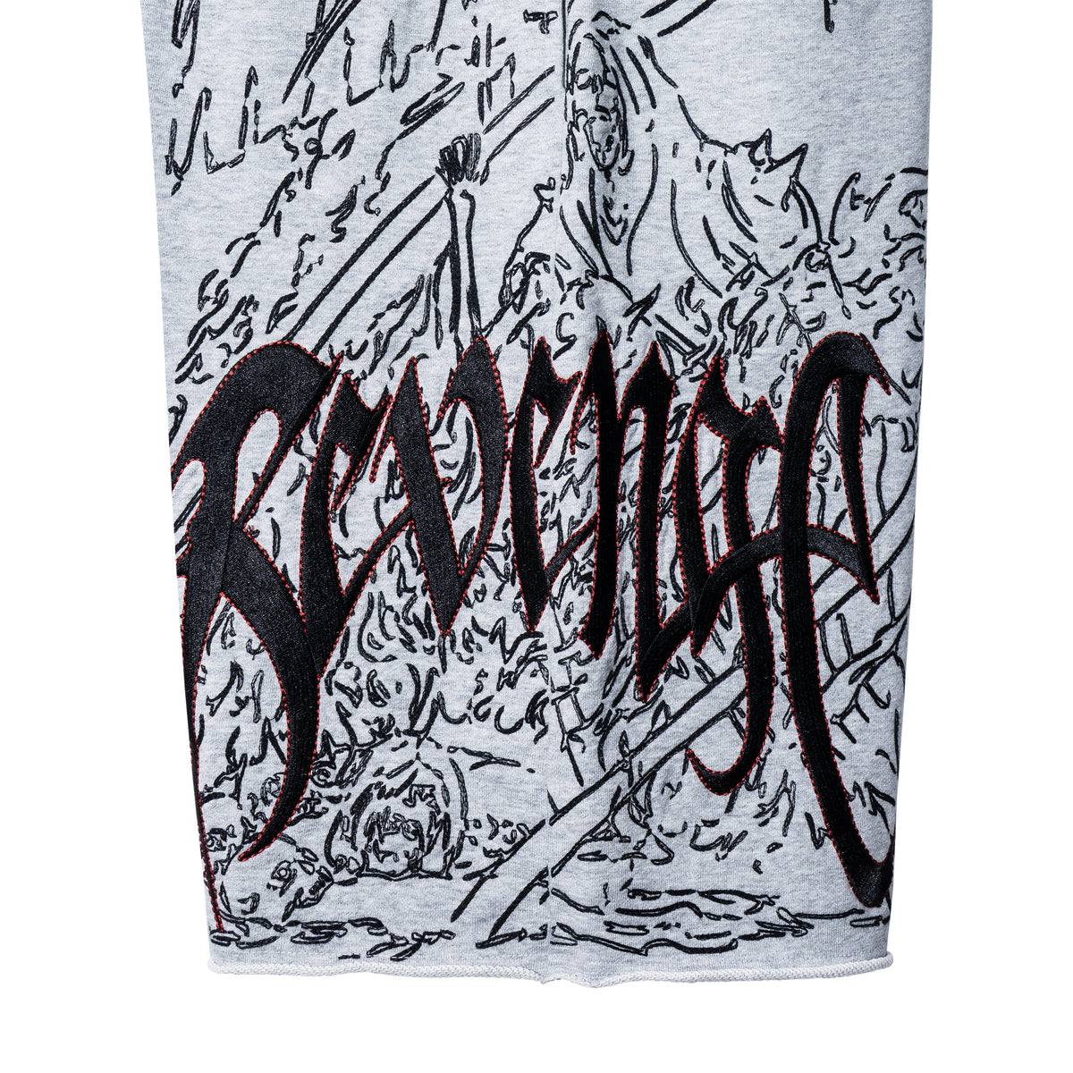 DOOM EMBROIDERED SWEATSHORTS WASHED HEATHER GREY