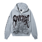 DOOM EMBROIDERED RAGLAN ZIP WASHED HEATHER GREY/RED