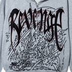 DOOM EMBROIDERED RAGLAN ZIP WASHED HEATHER GREY/RED