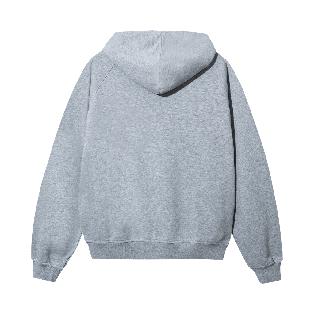 DOOM EMBROIDERED RAGLAN ZIP WASHED HEATHER GREY/RED